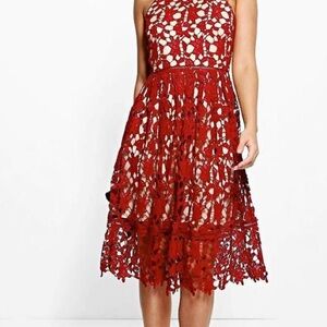 Elegant Red Lace Dress